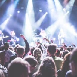 A group of people at a concert.